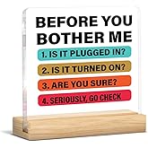 Computer Teacher Gifts for Women Men, Tech Support Gifts for Computer Teacher IT Programmer Before You Bother Me Acrylic Plaque Sign Computers Room Decor