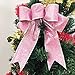 Beurio Pink Glitter Christmas Ribbon Bows Gifts Wreaths Wedding Party Decorations Hanging Ornaments, 6 pcs