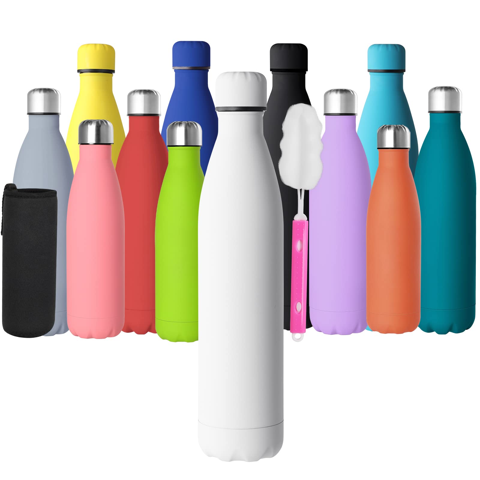 GeeRic Stainless Steel Water Bottle 1 Litre, Double-Walled Vacuum Insulated Metal Water Bottle 12 Hours Hot & 24 Hours Cold Drinks Cycling Bottles for Outdoor Sports Hiking Running 1000ml White