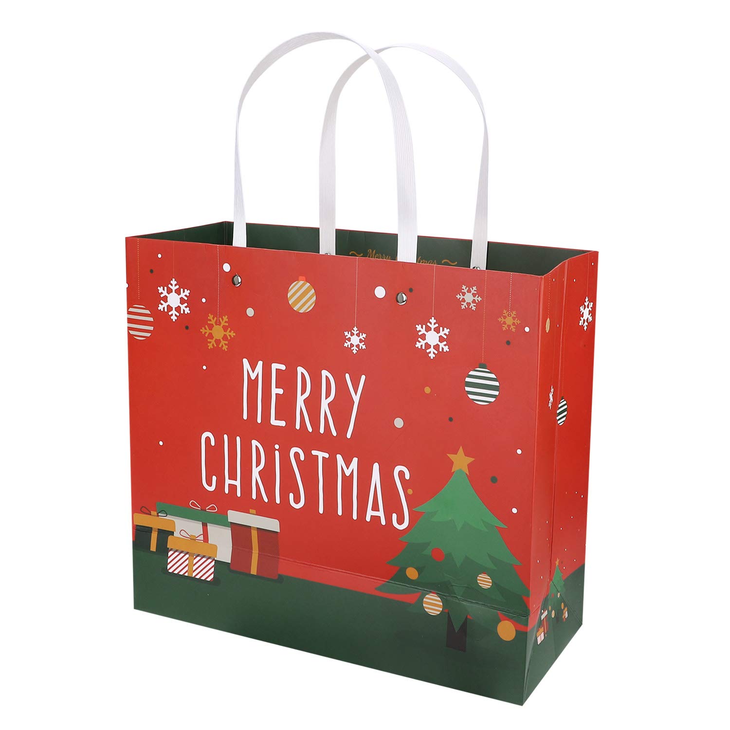 IBLUELOVER 5pcs Paper Party Bags Gift Tote Kraft Carrier Bag with Handle Recycled Christmas Toy Goody Favor Treat Bag for Birthday Wedding Baby Shower Christmas Party Supplies Square Bag