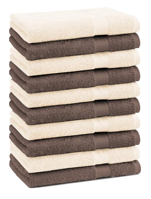 Betz 10 Toallas de Cara Premium 100% algodón de Colores Nuez y Beige: Amazon.es: Hogar
