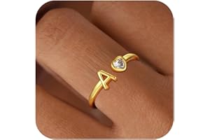 C-leen Christmas Gifts for Grandkids Teens Girls - 18K Gold Plated Adjustable Initial Rings for Women Girls Dainty Gold Rings Christmas Gifts for Women Teen Girl Trendy Stuff