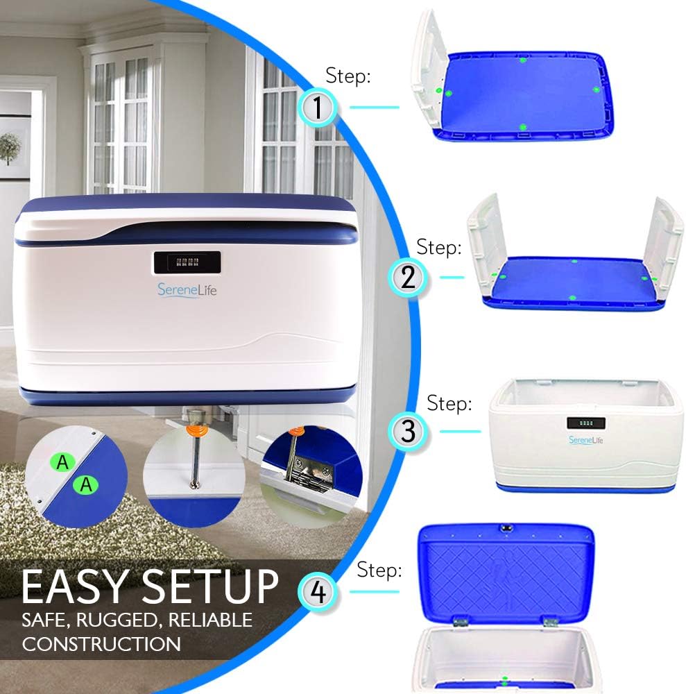 SereneLife Locking Storage Container Bin - 8 Gallon Large Capacity - Stackable Storage Tote Deck Tough Box - Durable Plastic Household Organizer Bin with Lid, Combination Lock Security - SLSBIN10 : Office Products