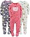 Simple Joys by Carter's Girls' 3-Pack Snug Fit Footed Cotton Pajamas, Floral/Kitten/Sweets, 18 Months