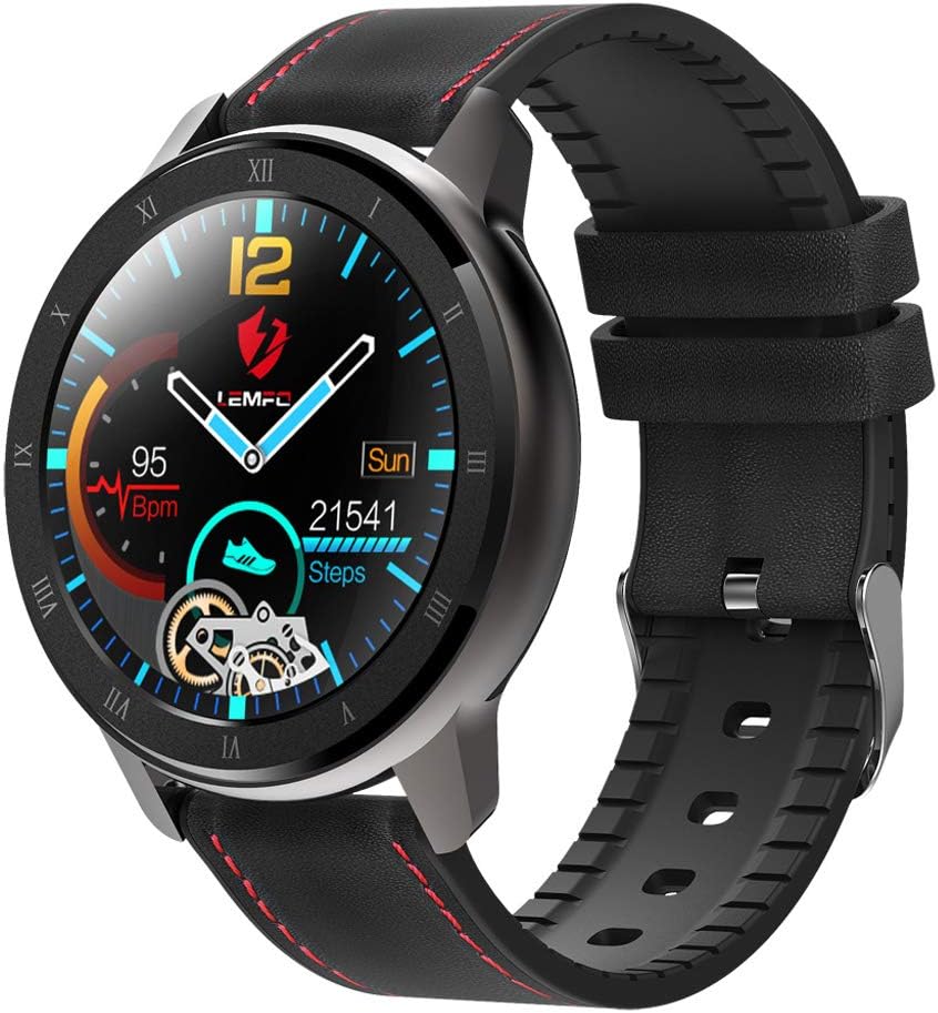 ELF2 ECG PPG Smart Watch, Full Touch Screen Heart Rate Blood Pressure Monitor Waterproof Smartwatch Men Women for Android iOS Smart Phones,Black