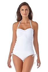 Anne Cole Women's Solid Twist Front Shirred Bandeau
