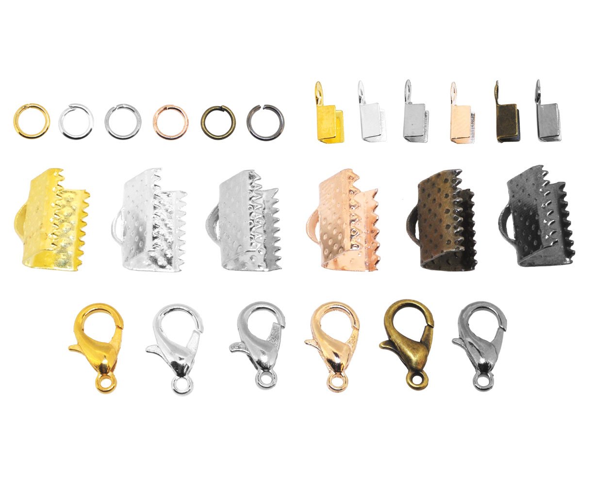 Gold Tone Ribbon End Clamps Jewelry Making Crimp Pinch Clasp Finding