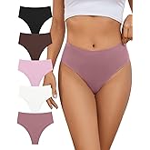 GREENBAA No Show High Rise Bikini Panties Women's Seamless Hi Cut Underwear Pack