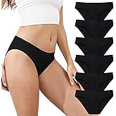 TDONE Womens Cotton Underwear, Soft Breathable Hipster Panties Stretch Bikini Full Coverage Briefs 6 Pack