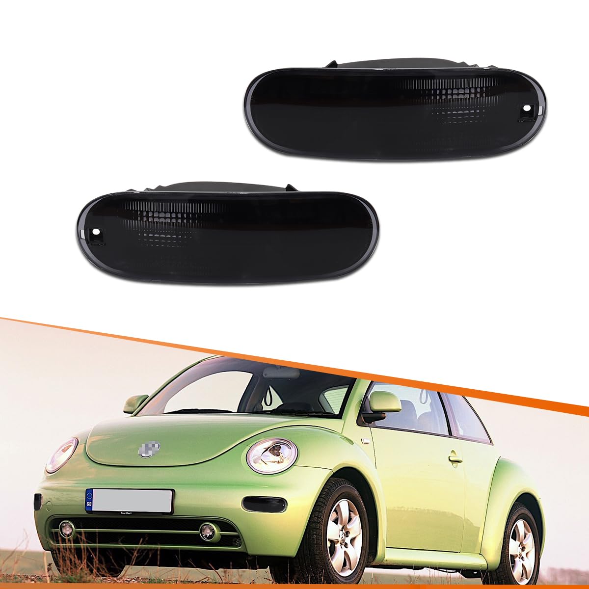 Photo 1 of ADIIL 2x Smoked Lens Front Turn Signal Light Housings For VW Beetle 1998-2005,Front Side Corner Park Marker Lamp Kit