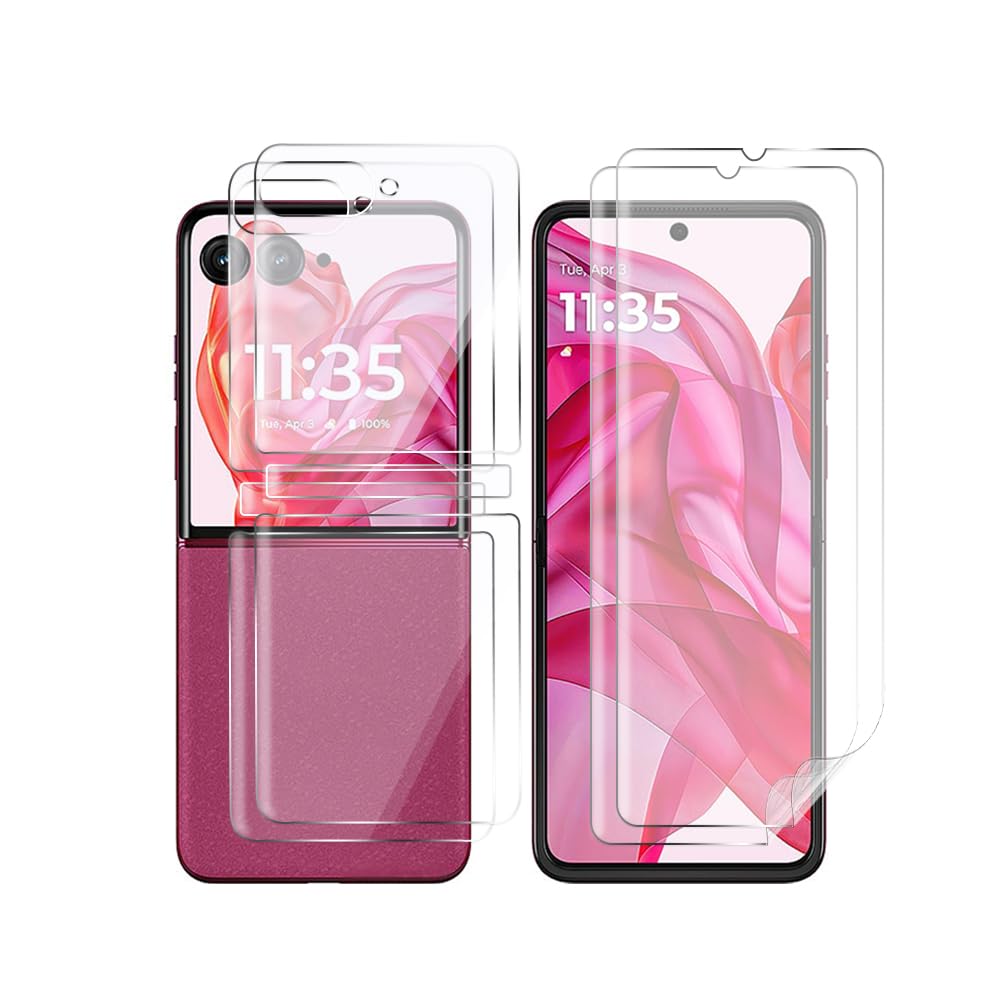 QINOUK for Motorola Razr 50 Ultra Protective Film [Front+Inside Screen], [2 Pack] Ultra Thin Soft TPU Screen Protector, [Anti-Scratch] [Full Coverage] Soft Film for Motorola Razr 50 Ultra-Clear
