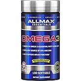 ALLMAX Nutrition Omega 3 Ultra-Pure Cold-Water Fish Oil Concentrate, 180 Softgels