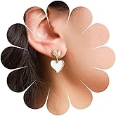 Andelaisi Boho Crystal Heart Stud Earrings Vintage Resin Heart Dangle Earrings Gold Love Heart Earrings CZ Heart Drop Earrings Jewelry for Women