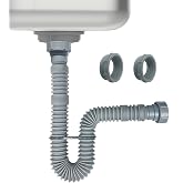 1-1/2 Inch Flexible Sink Drain Pipe, Scalable 13-33.5 Inch P Trap Pipe | Kitchen Sink Drain Pipe, Bathroom Sink Drain Pipe with 1-1/4 Inch Aapter