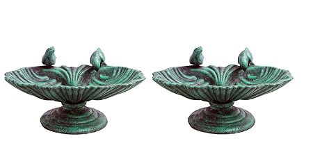 Karara Mujassme European Victorian Style Antique Green Cast iron Bird Bath Garden Home D