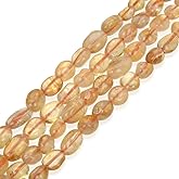 Adabele 15 Inch Natural Yellow Citrine Gemstone Loose Beads 8mm to 12mm Free Form Oval Tumbled Pebble Gem Stone Spacer for Jewelry Making GZ12-8