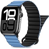 HITZEE Compatible with Apple Watch Band 49/46/45/44/42/41/40/38mm, Double Sided Silicone Magnetic Band Compatible for iWatch Ultra 3/2/1 Series 11 10 9 8 7 SE3 6 5-1 (38/40/41/42mm, Blue Black)