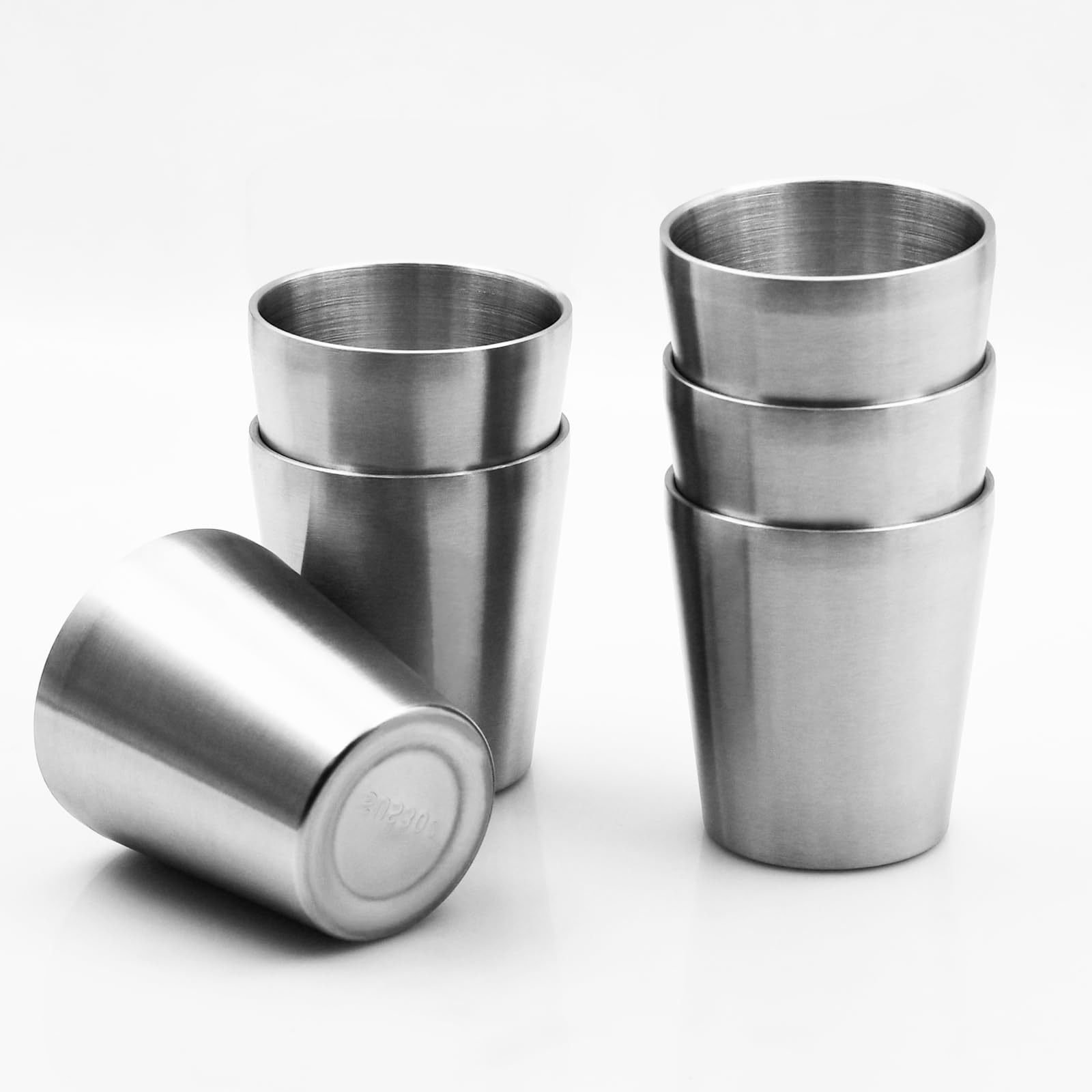 LYFJXX 6 Pack Stainless Steel Cup, Double Wall Vacuum Water Glasses, 10oz Reusable Metal Beer Cups, Drinking Mugs for Camping,Hiking, Outdoor, Indoor Activities