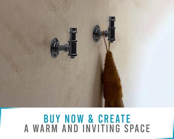 COMFIFY INDUSTRIAL PIPE DECOR SET FOR 4 PIECE BATHROOM FIXTURE SET: 1 PAPER HOLDER, 1 ROBE HOOK, 1 TOWEL RING & 1 TOWEL BAR IN MATTE BLACK – FARMHOUSE BATH ACCESSORIES/W SCREWS & ANCHORS – SQUARE