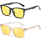 Myiaur Night Vision Glasses for Women Men, Polarized Nighttime Glasses for Driving with Yellow Lens Anti Glare (2 Pack)