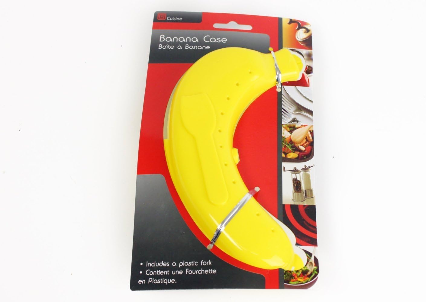 Plastic Banana Guard Protector Anti Bruising Case with Plastic Fork