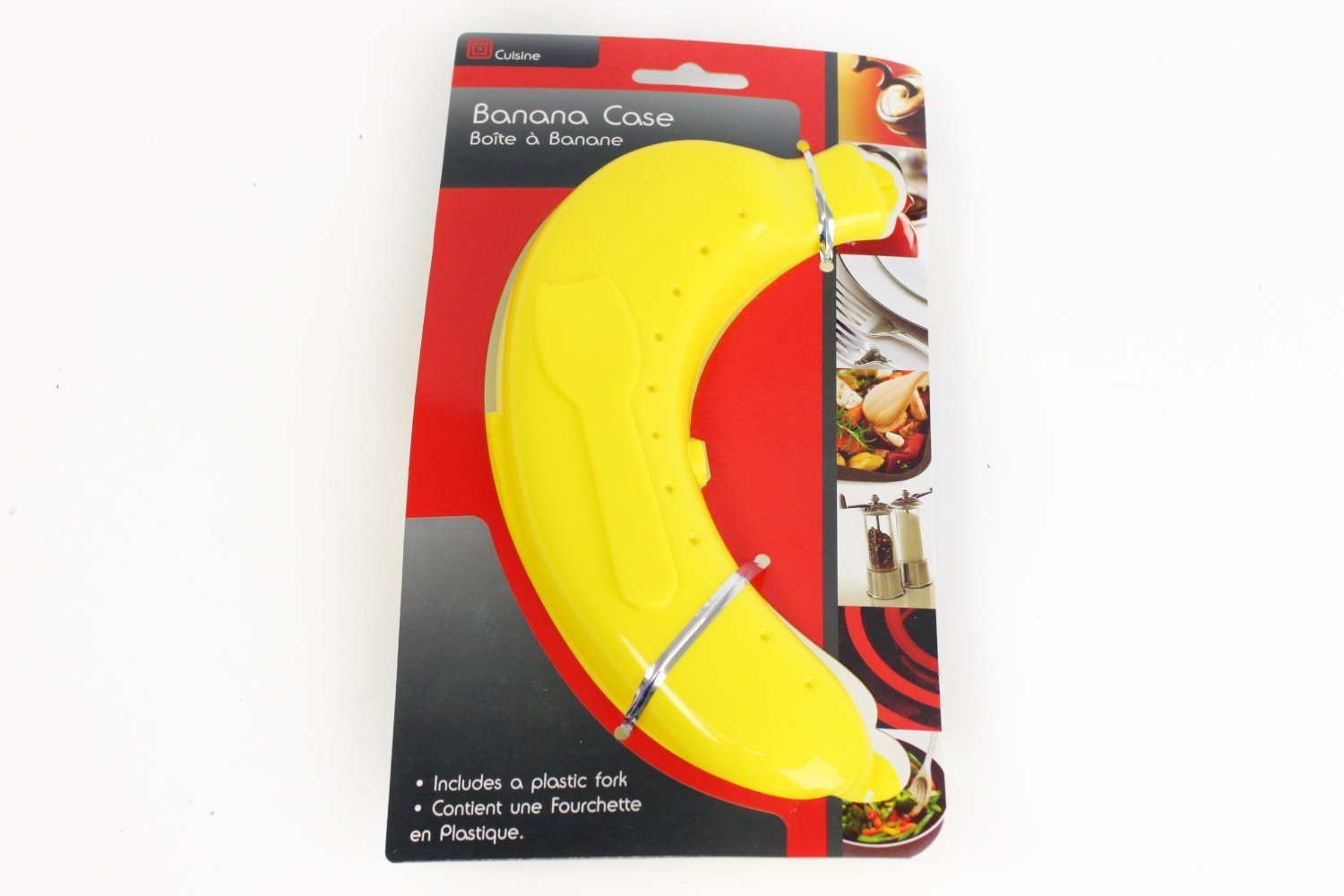 Plastic Banana Guard Protector Anti Bruising Case with Plastic Fork