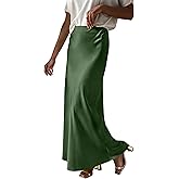 Prinbara Women's Satin Maxi Skirts Dressy Casual Zipped High Waisted Flowy Silk 2026 Spring Elegant Business Party Long Skirt
