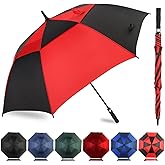 Automatic Open Golf Umbrella 54/62/68/72 Inch, Extra Large Windproof Vented Double Canopy Stick Umbrella, 210T Pongee Waterproof SPF 50+, Fiberglass Ribs Steel Shaft, EVA Grip for Golf & Commute