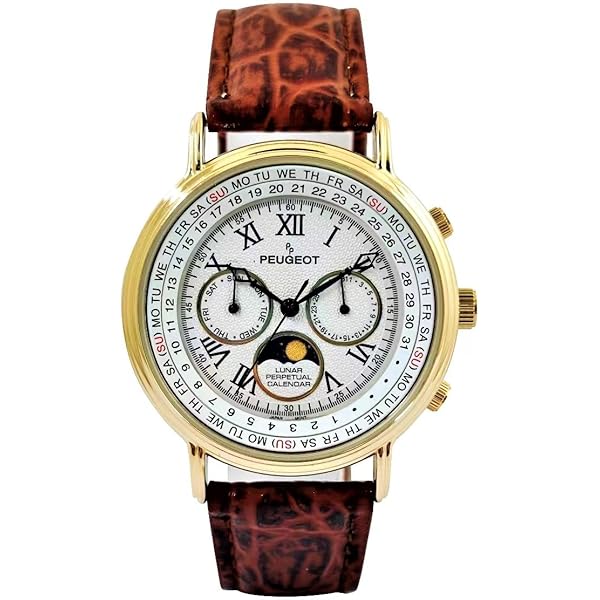 Amazon.com: Peugeot Men's 14K Gold Plated Sun Moon Phase