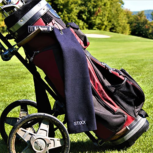 STIXX Tri-Fold Microfiber Golf Towel. Light Weight & Quick Drying. Best for Cleaning all types of Clubs, Irons & Drivers. Heavy Duty Clip Attaches to Your Golf Bag. Clean Clubs = Better Golf!