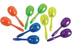 Rhode Island Novelty 5" Glitter Maracas, Assorted Colors, 12 Count