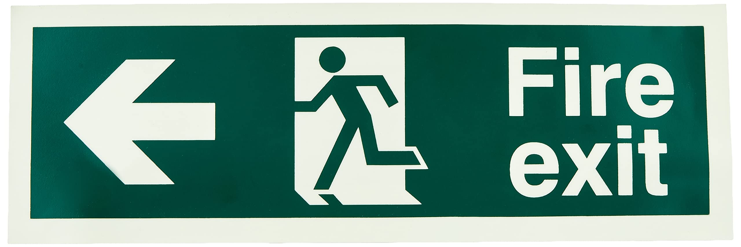 Glow In The Dark Fire Exit Left Sign 300mm x 100mm - Self Adhesive (PP.03E-SA)