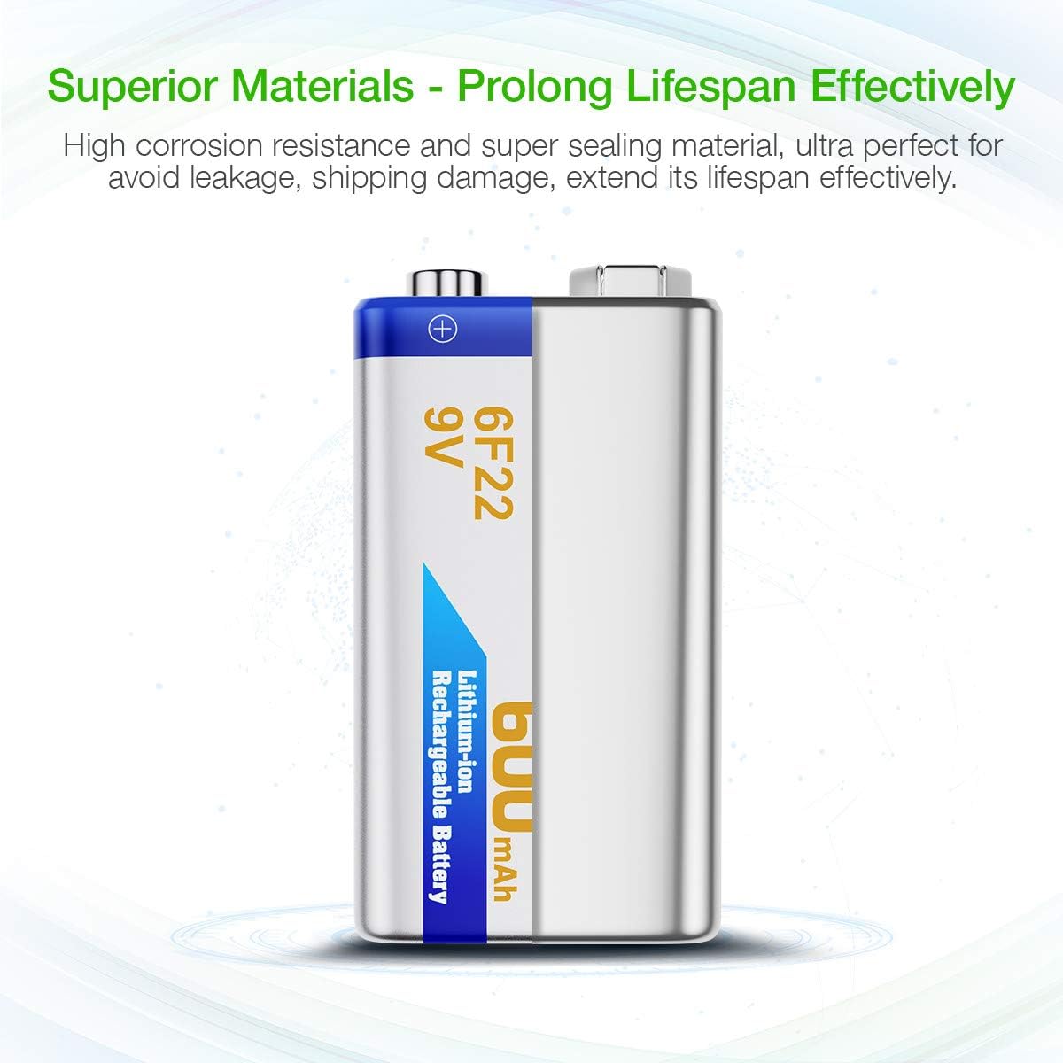 EBL 9 Volt 600mAh Li-ion Rechargeable 9V Batteries Lithium-ion, 6 Pack: Electronics