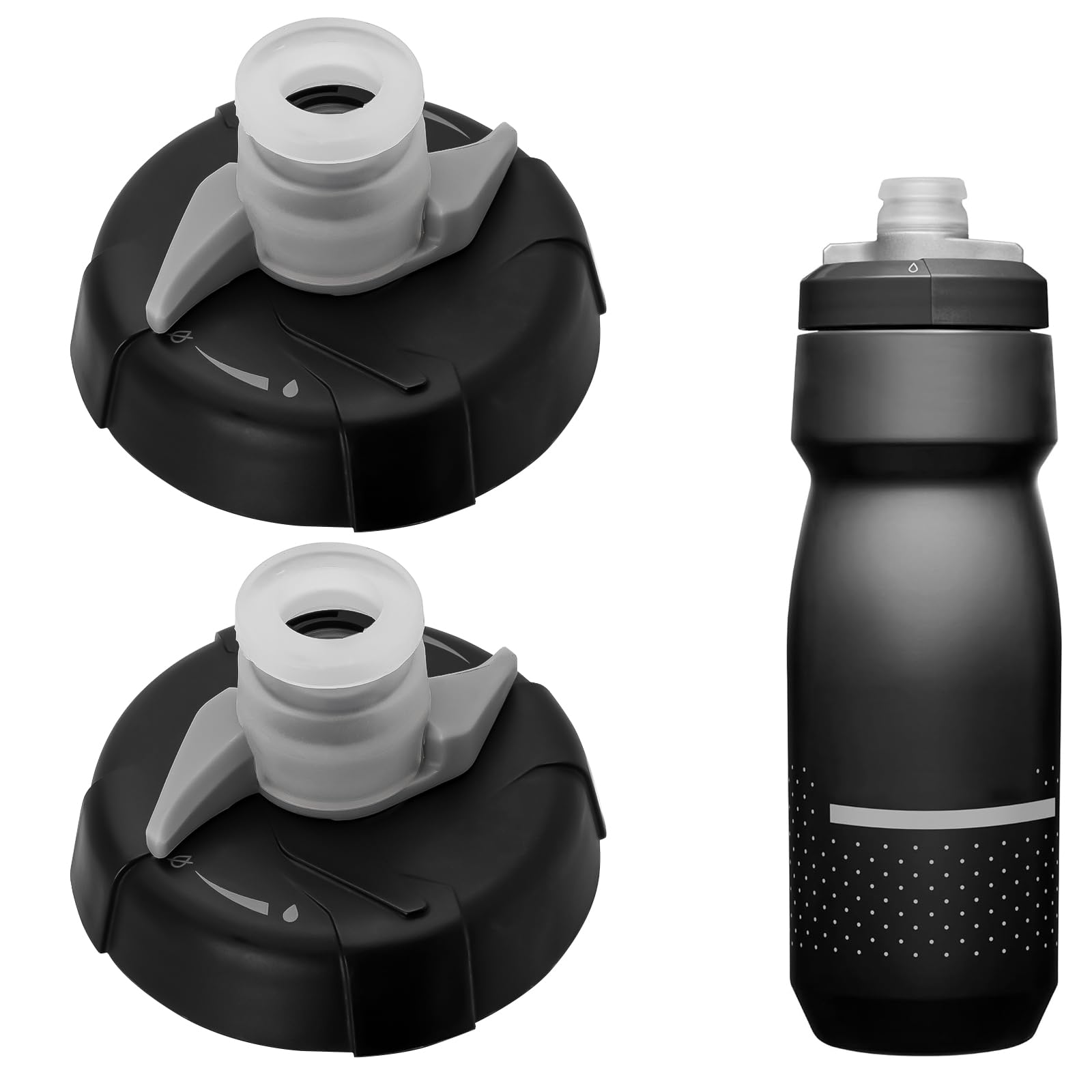 Photo 1 of 2 PCS Replacement Lid for CamelBak Podium, Lid Compatible with CamelBak Podium 24/21 oz, There is a water-locking function at the bottle cap, Leakproof, BPA-Free (Black)