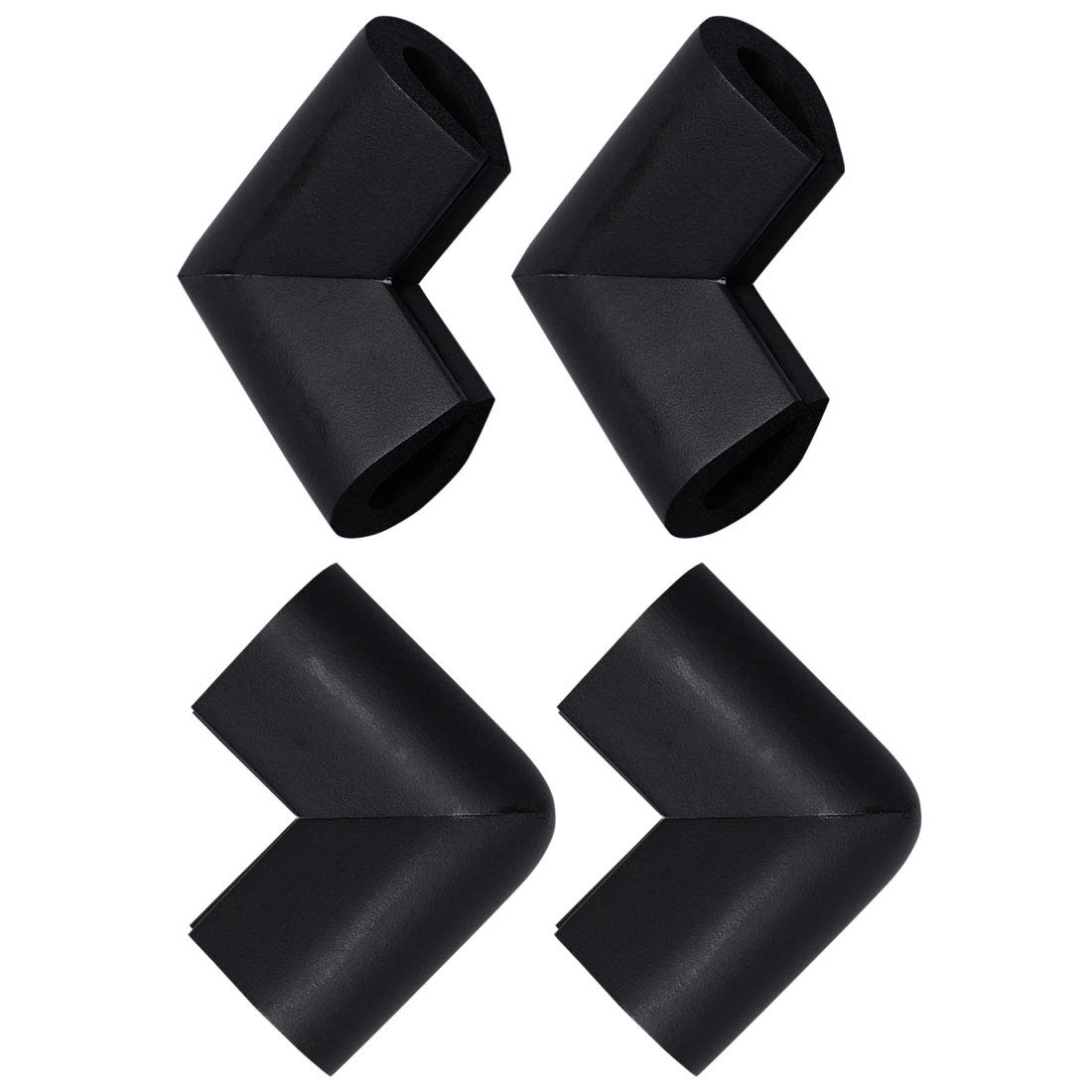 sourcing map 4 Pack Foam Furniture Table Desk Edge Cover Pads Protectors U Shape Corner Cushions Bumper Guards Black