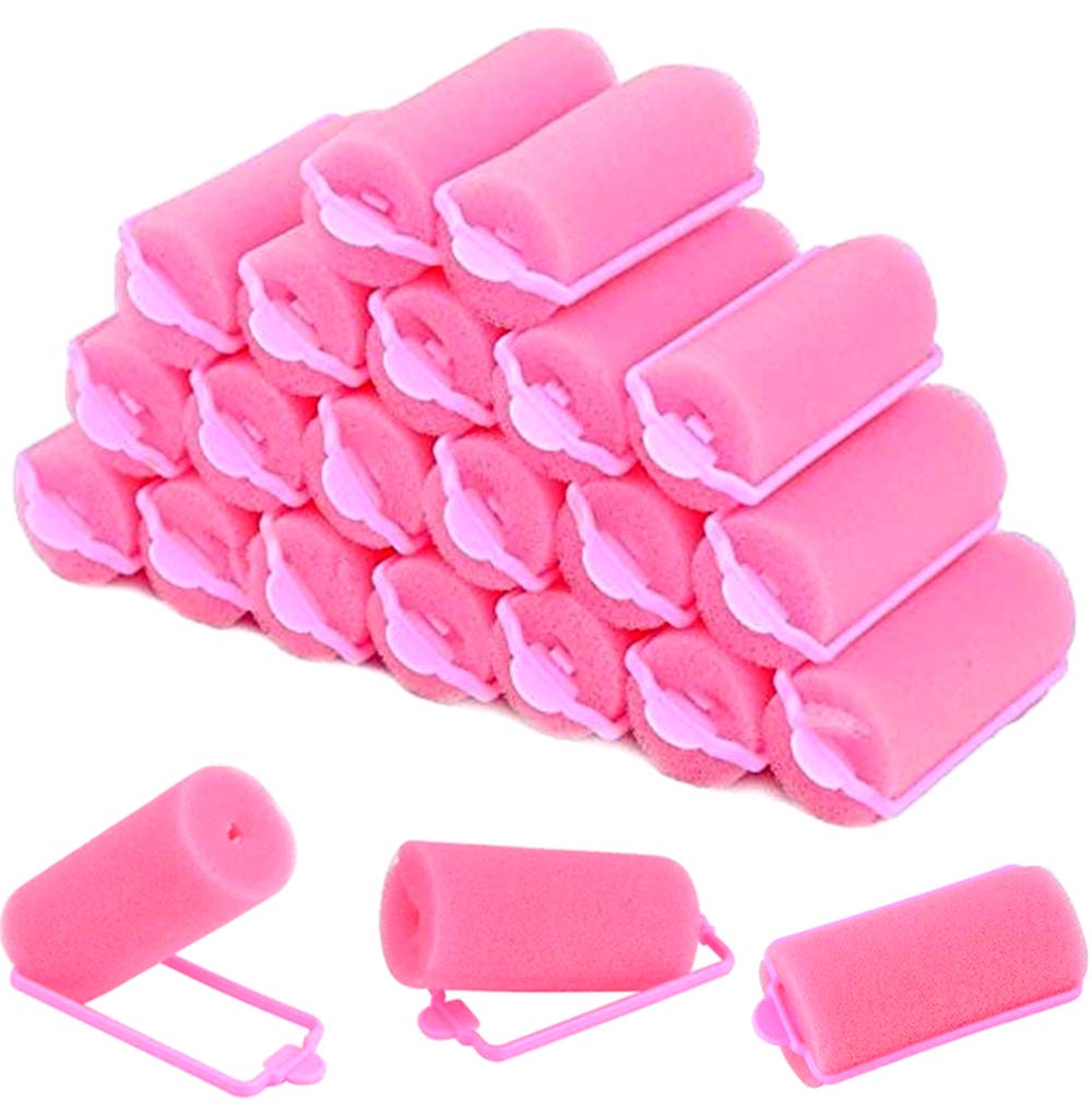 wordmouk 30 Pieces Sponge Hair Rollers (25 mm) Pink Foam Roller Soft Sleeping Curlers Heatless DIY Styling Hairdressing Tools for Women and Kids