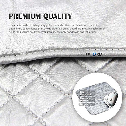 Eutuxia Magnetic Ironing Blanket. Alternative for Iron Board. Portable Cover for Washer, Dryer, Table, Bed, Countertop. Dry Safe & Heat Resistant Pad. Quilted Laundry Mat fo Everywhere.[23 x 20.5 in] - Thumbnail 2