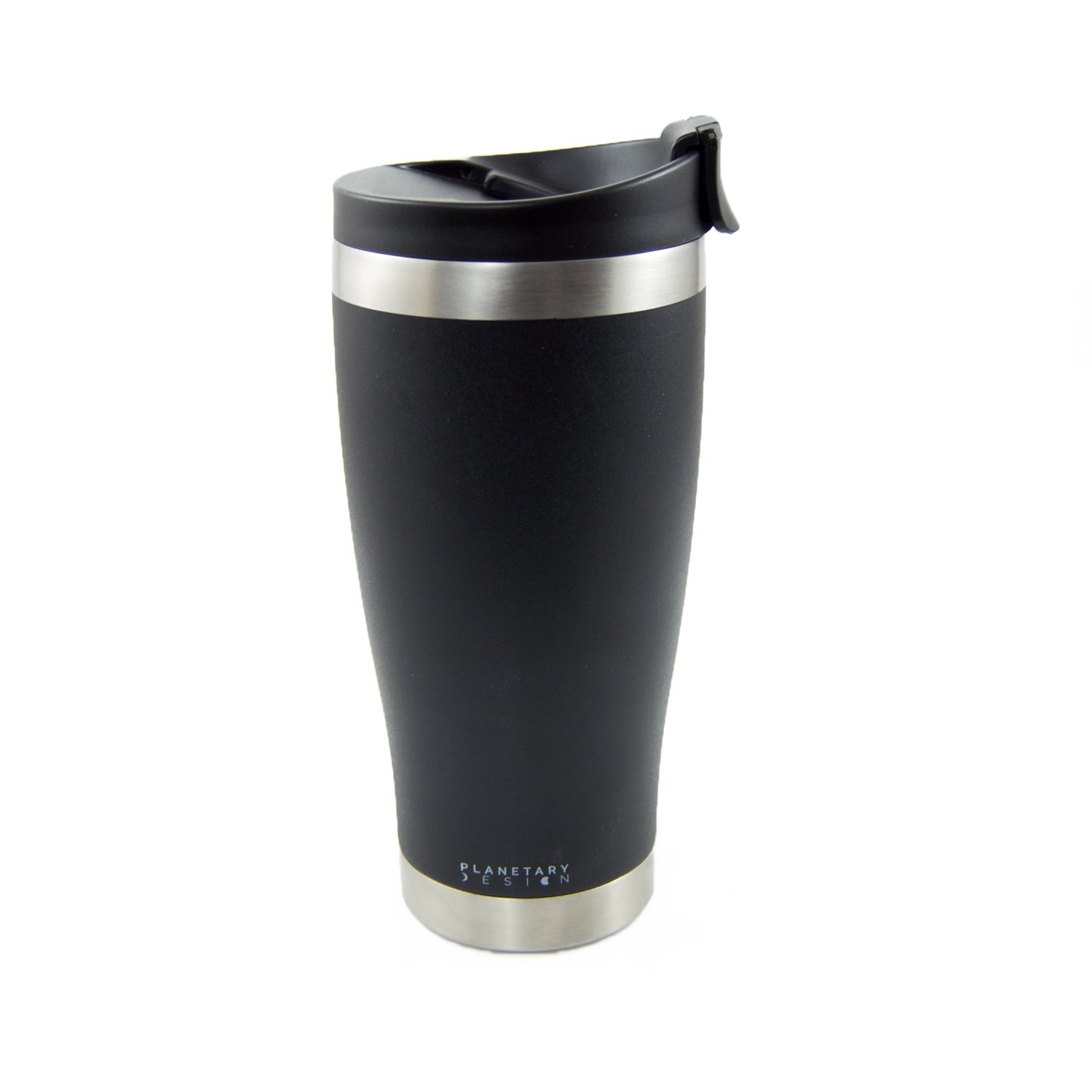 Brutrek Adventure Tumbler - Stainless Steel Coffee and Tea Tumbler with Leak Proof Lid, Stays Hot and Cold For Hours, Not-Slip Texture Obsidian Black, 16 oz Cup