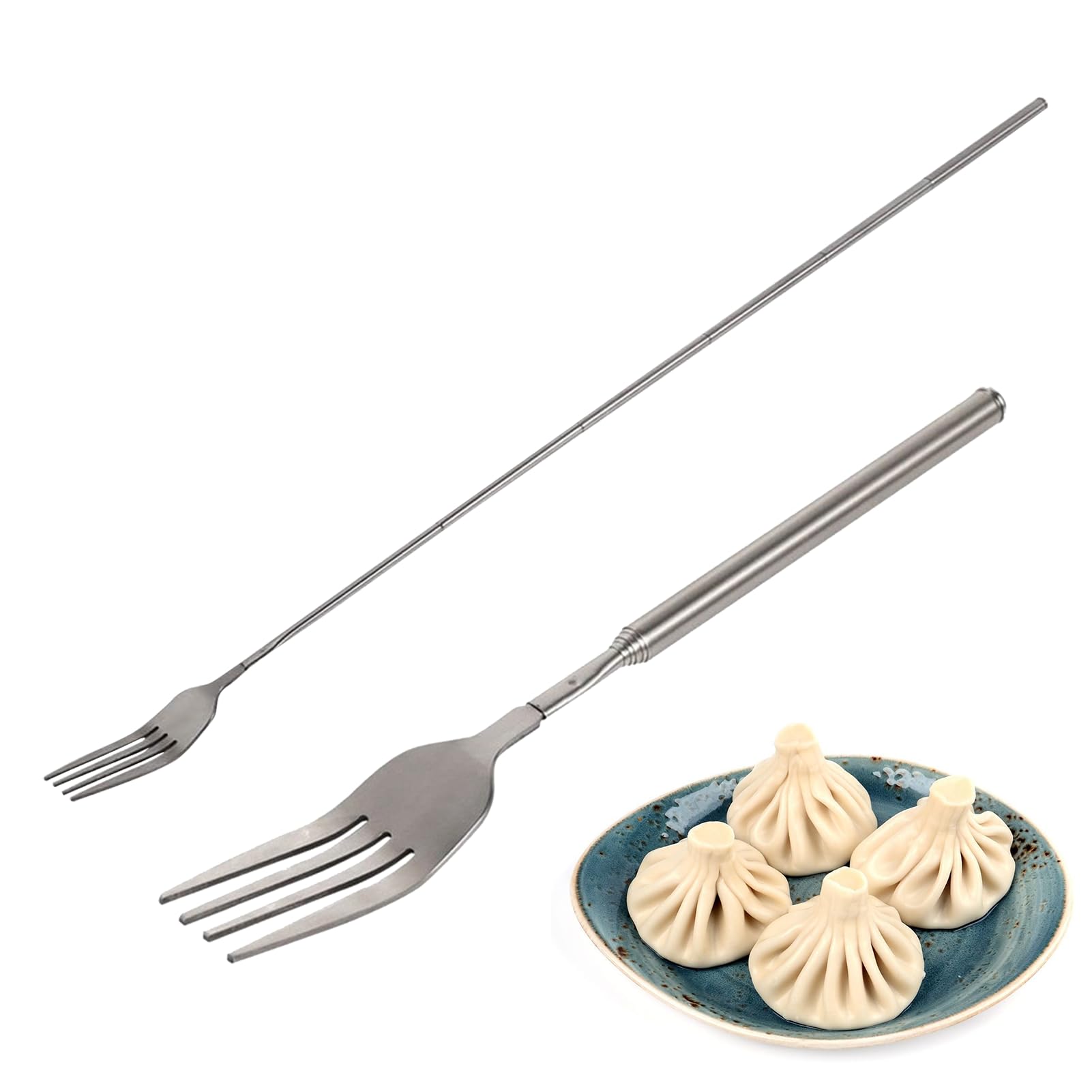 1PCS Extendable Fork 22.1 to 64.6cm Stainless Steel Telescopic Extending Fork Retractable Toasting Fork Perfect for Dinner, Barbecue & Toasting