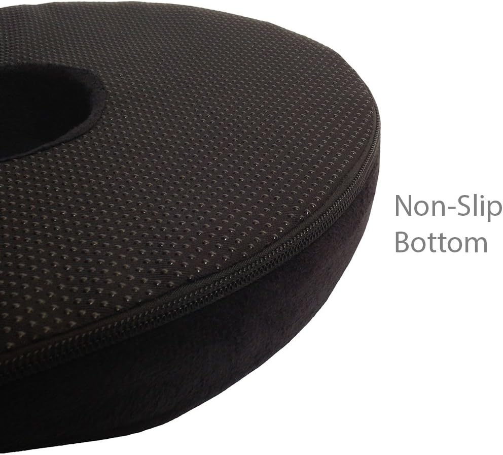 Kieba Hemorrhoid Treatment Donut Tailbone Cushion, Prostate Pillow, Pregnancy, Post Natal, Bed Sores, Coccyx, Sciatica, 18 Inches. Ultra Premium Comfort Foam (Black): Health & Personal Care