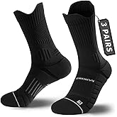 Coolmax Compression Running Socks for Women 3 Pairs, Anti-Blister Moisture Wicking Boot Crew Cushion Athletic Workout Socks