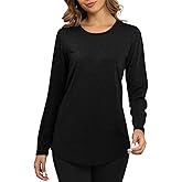 Smile Fish Womens Crewneck Long Sleeve Shirts Loose Fit Dressy Casual Fall Long Tee Tunic Tops