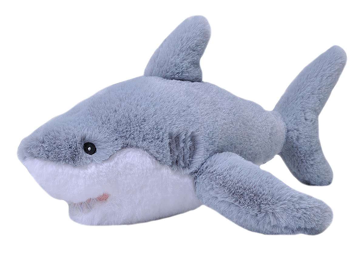 Wild Republic EcoKins Great White Shark Stuffed Animal 12 inch, Eco Friendly Gifts for Kids, Plush Toy, Handcrafted Using 16 Recycled Plastic Water Bottles
