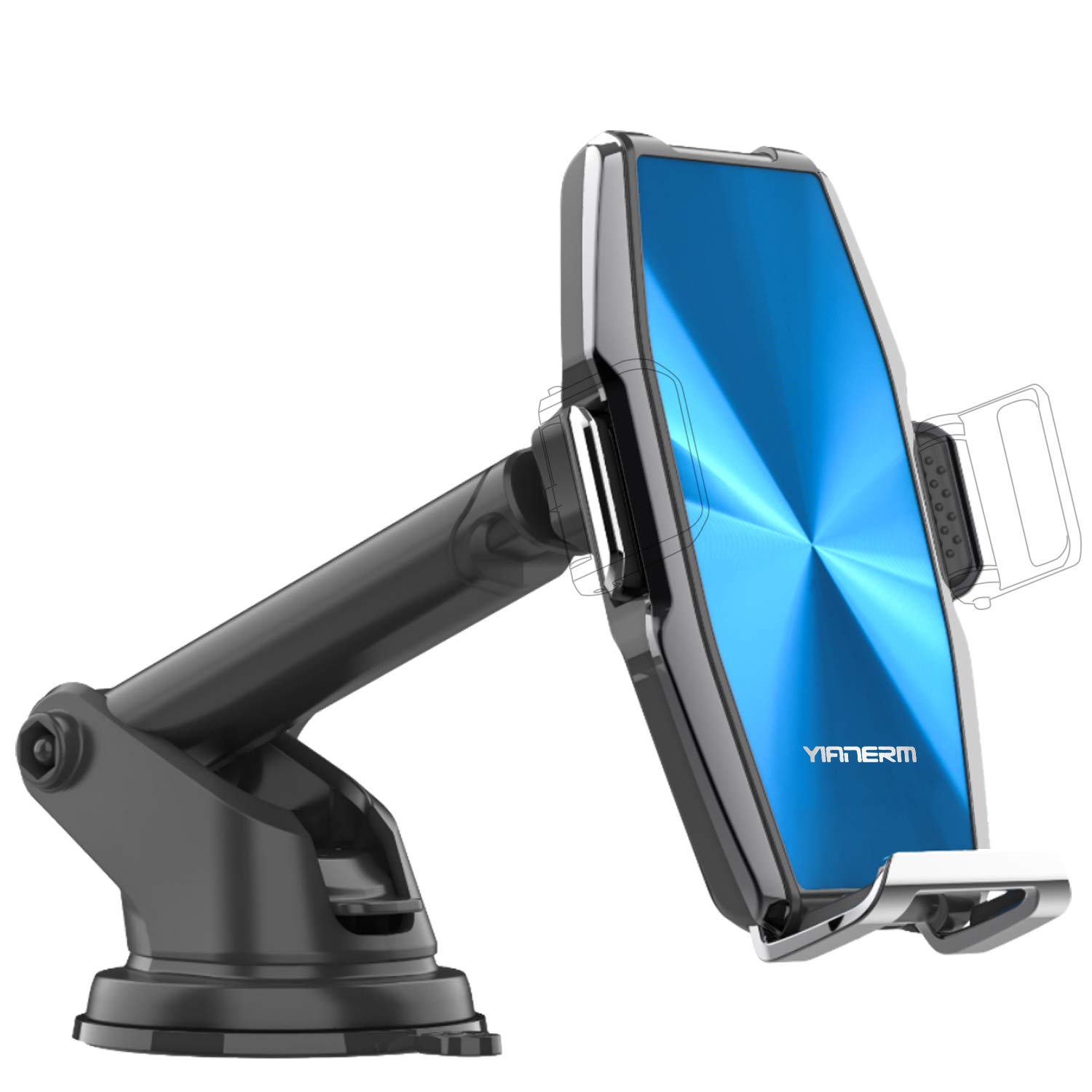 YIANERM Fast Wireless Car Charger Mount, 2 in 1 Qi-enabled 15W,10W,7.5W,5W Gravity Sensor&Auto-telescopic Clamping Wireless Car Charger Phone Holder