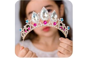 SWEETV Princess Tiaras for Little Girls, Kids Dress-up Crown Headband, Birthday Wedding Halloween Cosplay Hair Accessories