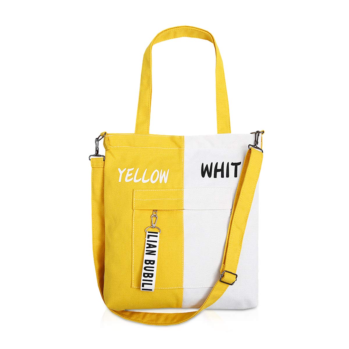 NICOLE & DORIS Women Canvas/Corduroy Tote Bag Large Shopping Handbag Shoulder Cross Body A4 Laptop Bag for Girls School Casual Chic Bags Yellow-White