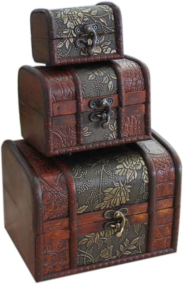 Hofumix Jewelry Boxes Wooden Treasure Box Vintage Treasure