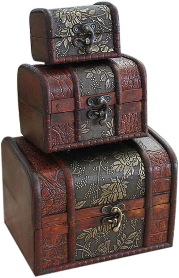 Hofumix Jewelry Boxes Wooden Treasure Box Vintage Treasure