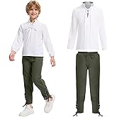 PWQMGY Kids Renaissance Costumes Boys Pirate Costume Viking Shirt & Pants for Halloween Carnival Cosplay