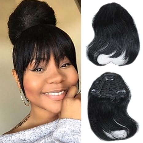 Amazon Com Mtai Human Hair Bangs Clip On Real Hair For Black